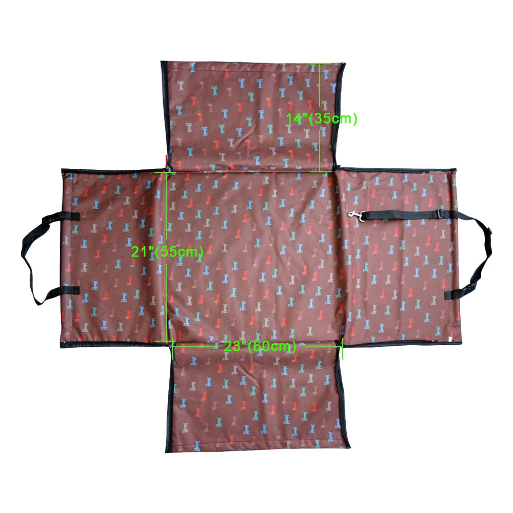 Dog Car Seat Cover Folding Hammock - Waterproof Pet Travel Carrier Bag for Cats and Dogs - Delicate Leather