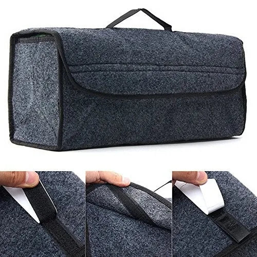 Car Trunk Organizer: Foldable Gadget Storage Bag for First Aid and Small Tools - Delicate Leather