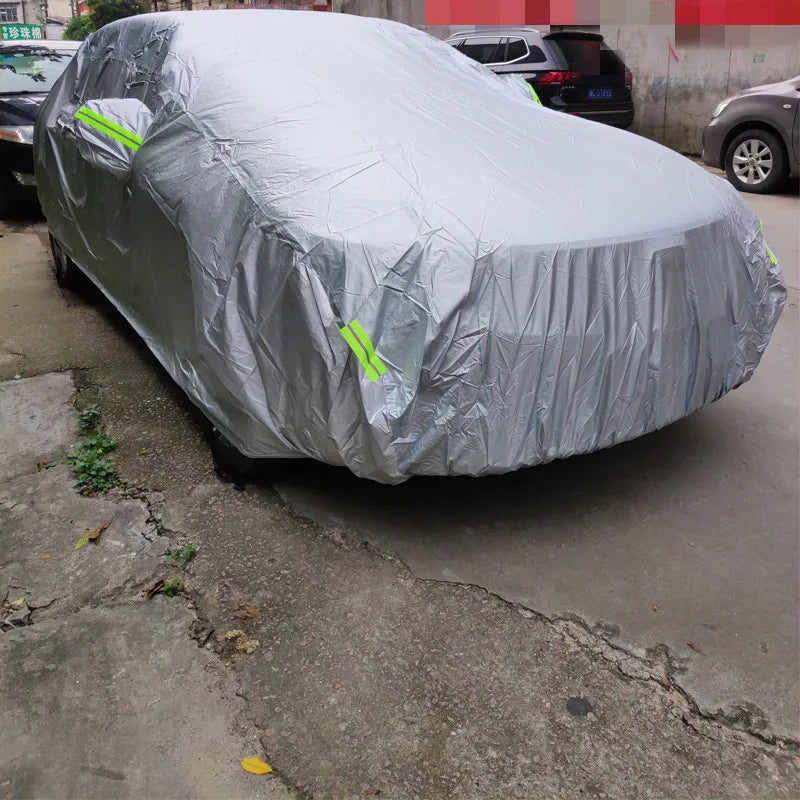 Car Cover Outdoor Protection Full Exterior Snow Cover Sunshade Dustproof Universal for Hatchback Sedan SUV - Delicate Leather