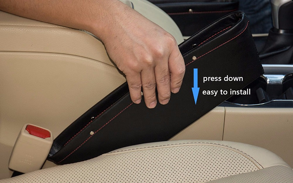 Car Seat Gap Filler Organizer, Custom For All Cars, Auto Car Back Seat Side Door Gap Filler Box Organizer - Durable PU Leather - Delicate Leather