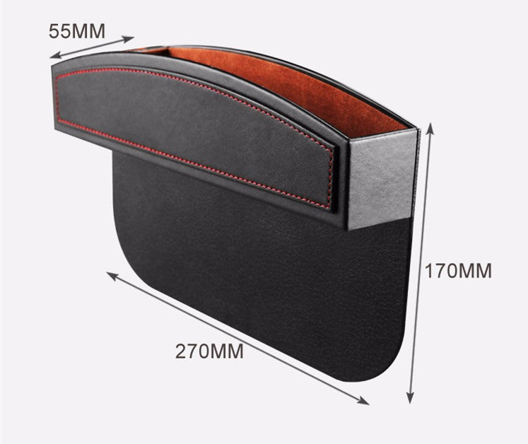 Multifunctional PU Leather Car Seat Crevice Storage Box – Front Seat Organizer for Parking & Holiday Essentials - Delicate Leather
