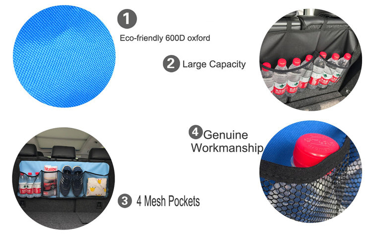 Long Size Car Backseat Trunk Storage Organizer - Hanging Bag for Auto Interior Cargo Accessories, Custom Fit For Your Cars - Delicate Leather