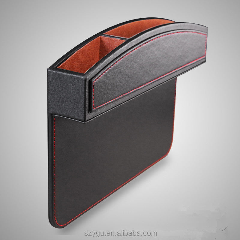 Multifunctional PU Leather Car Seat Crevice Storage Box – Front Seat Organizer for Parking & Holiday Essentials - Delicate Leather