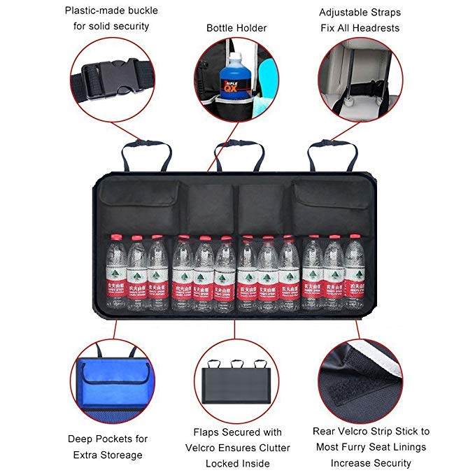 Long Size Car Backseat Trunk Storage Organizer - Hanging Bag for Auto Interior Cargo Accessories, Custom Fit For Your Cars - Delicate Leather
