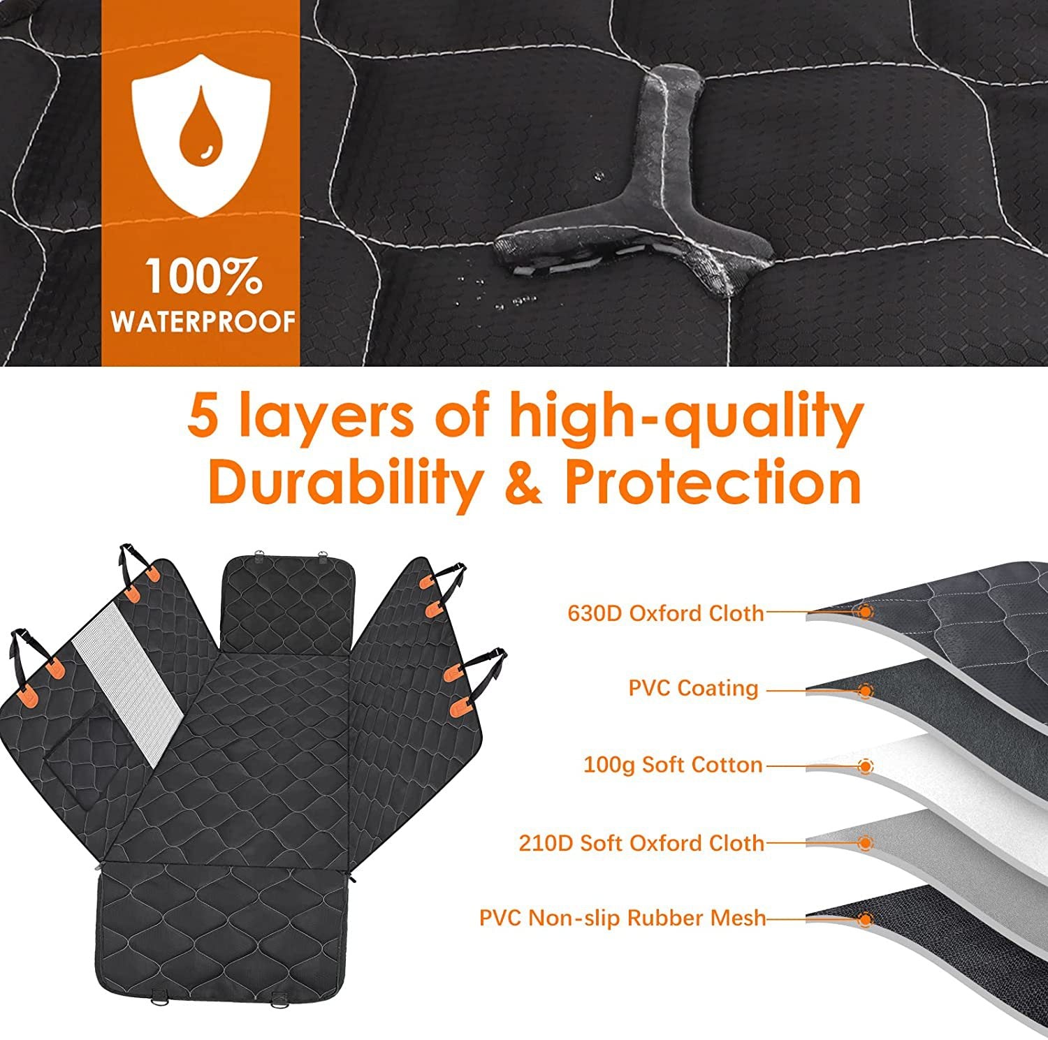 Waterproof Car Pet Mat - Rear Seat Dog Seat Cover - Delicate Leather