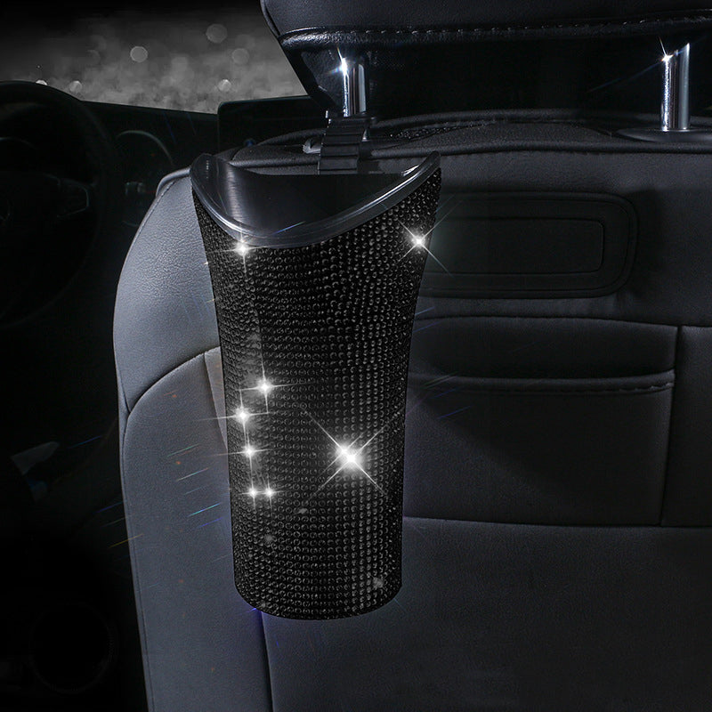 Shining Auto Inside Umbrella Bling Storage Box - Car Seat Back Organizer Cup Holder Garbage Can Umbrella Rack Holder, Car Accessories - Delicate Leather
