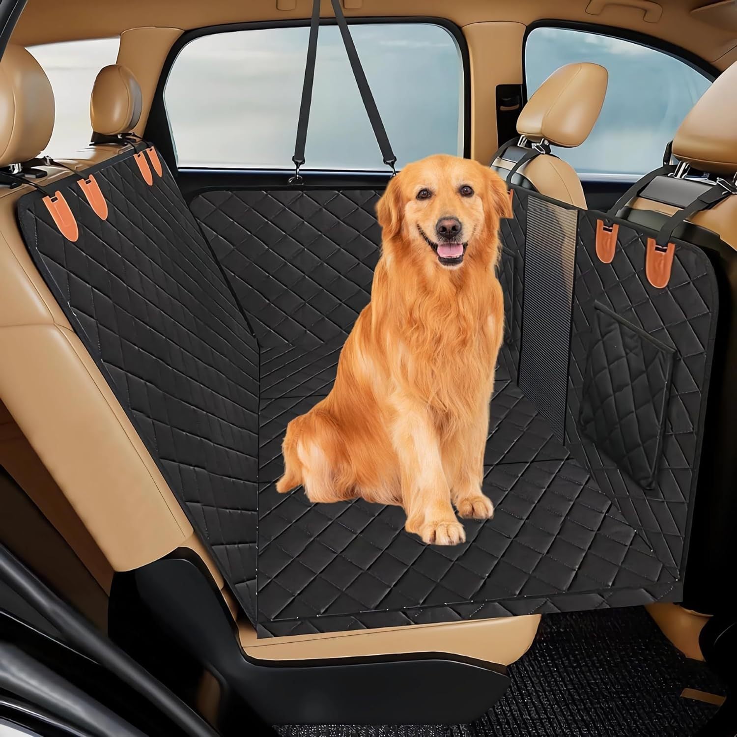 Back Seat Extender Dog Car Seat Cover Camping Air Mattress Hammock Travel Bed Non-Inflatable Car Bed Mattress for Car SUV Truck - Delicate Leather