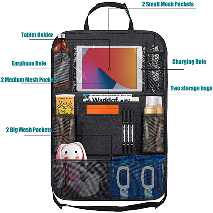 Newly Designed Washable Car Kick Mats - Two Pack Car Backseat Storage Bags, Custom Fit For Your Cars - Delicate Leather