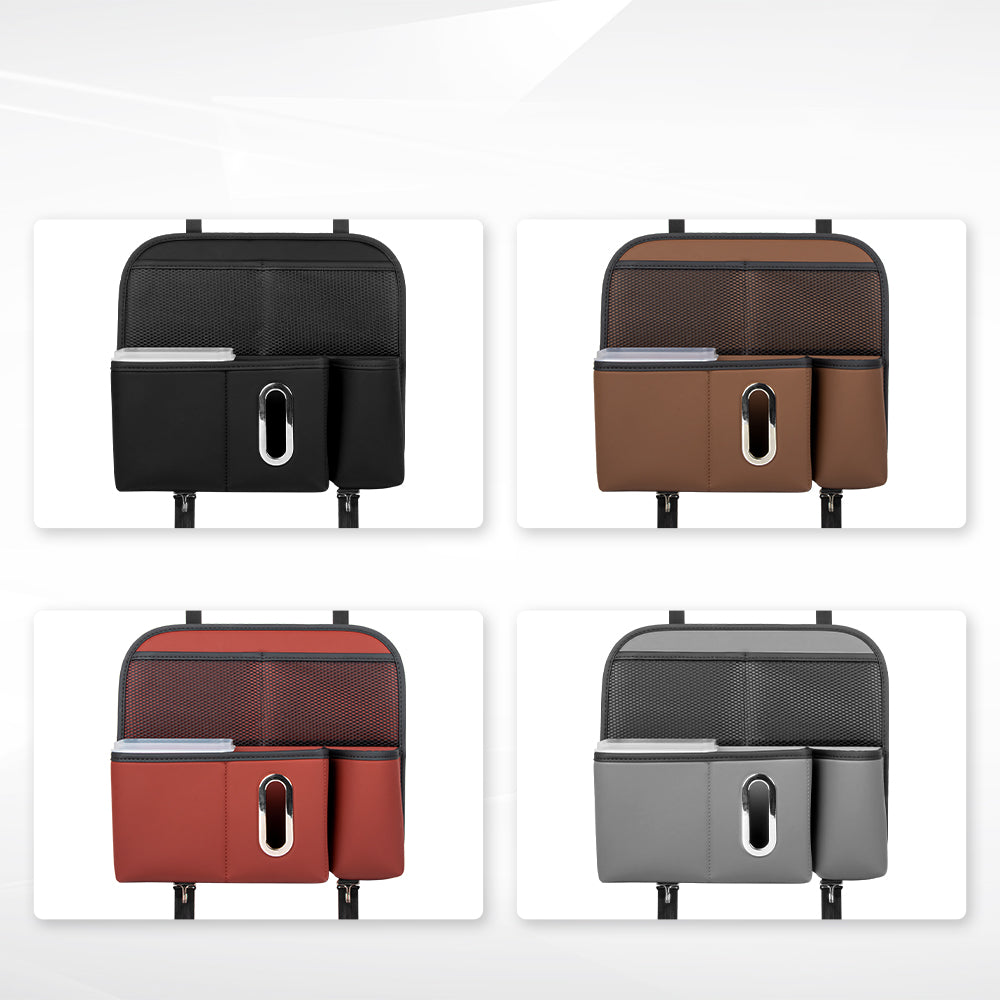 Multifunction Backseat Leather Car Back Seat Bag Organizer With Tablet Holder & 9 Storage Pockets - Delicate Leather