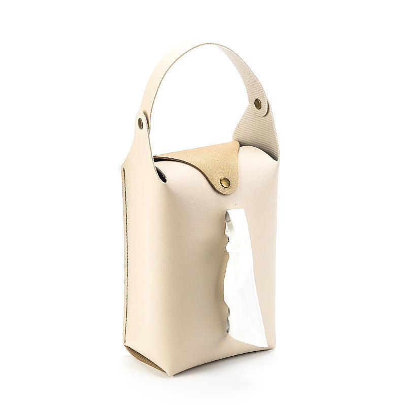 PU Leather Car Seat Back Tissue Holder - Hanging Leather Car Seat Back Tissue Organizer Bag - Delicate Leather