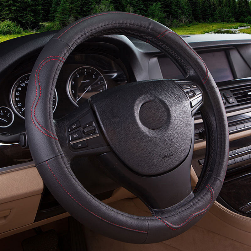 Universal Fit Fiber Leather Steering Wheel Cover - New Car Accessories - Delicate Leather
