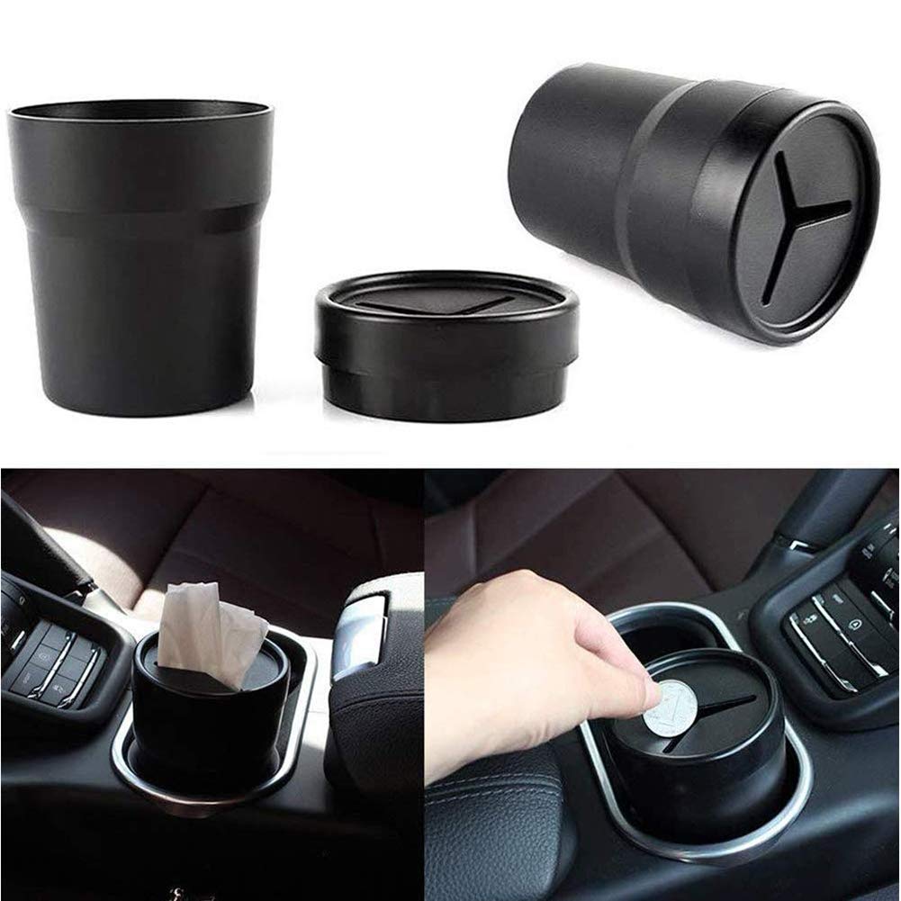 Car Trash Can with Lid Mini Auto Garbage Can - 2 Pack - Delicate Leather