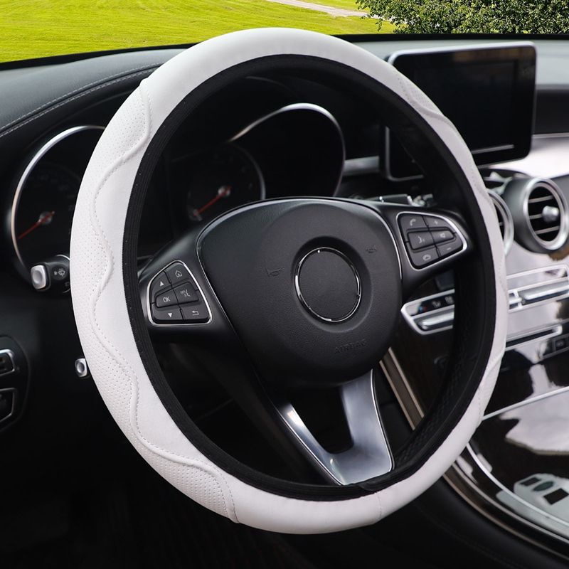 Premium Leather Car Steering Wheel Cover Non-Slip Auto Vehicle Wheel Cover