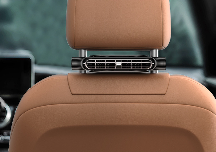 New Car Fan - Small Powerful Electric Fan for Rear Seats - Delicate Leather