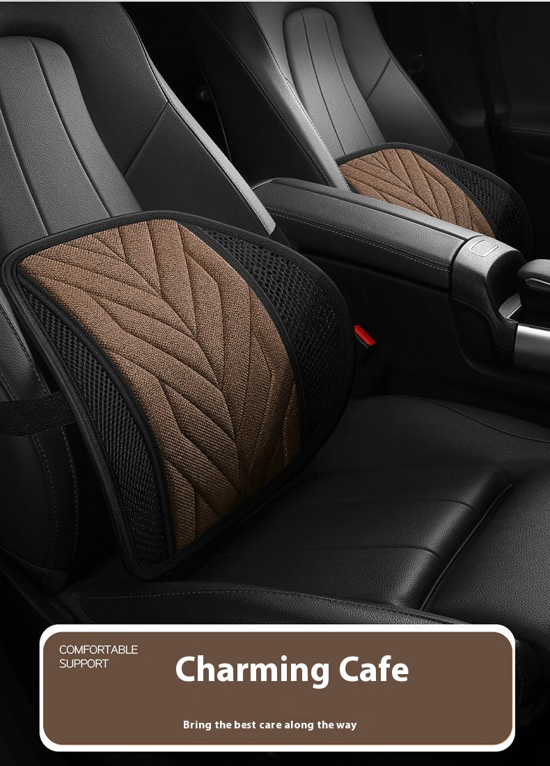 Breathable Backrest Universal Size Car Back Support Seat - 3D Printing Cooling Lumbar Support Mesh - Delicate Leather