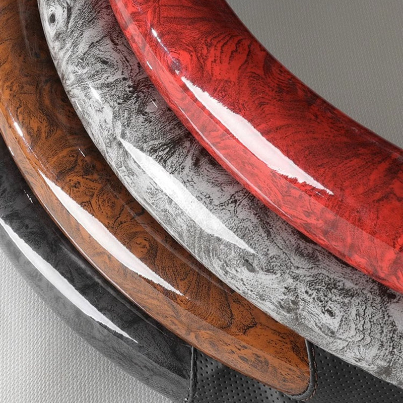 Four Seasons General Steering Wheel Cover Auto Interior Fur Anti-Slip Sweat-Absorbent Breathable Wood Steering Wheel Cover - Delicate Leather