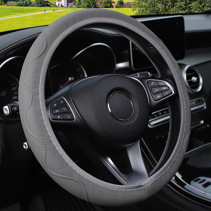 Premium Leather Car Steering Wheel Cover Non-Slip Auto Vehicle Wheel Cover