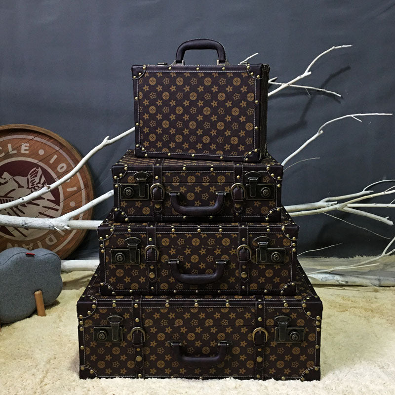 Classic Large Wooden Decorative Storage Trunk Set - 4 Pieces
