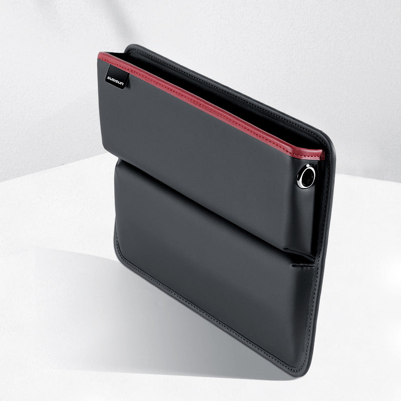 Car Seat Gap Filler Organizer, Custom For All Cars, Multifunctional PU Leather Seat Gap Storage Bag - Car Seat Gap Filler with Phone and Cup Holder - Delicate Leather