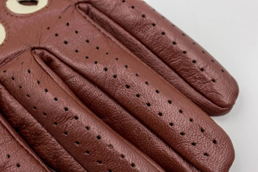 British Retro Sheepskin Leather Gloves - Driving, Motorcycle, Equestrian, Riding, Thin, Summer - Delicate Leather