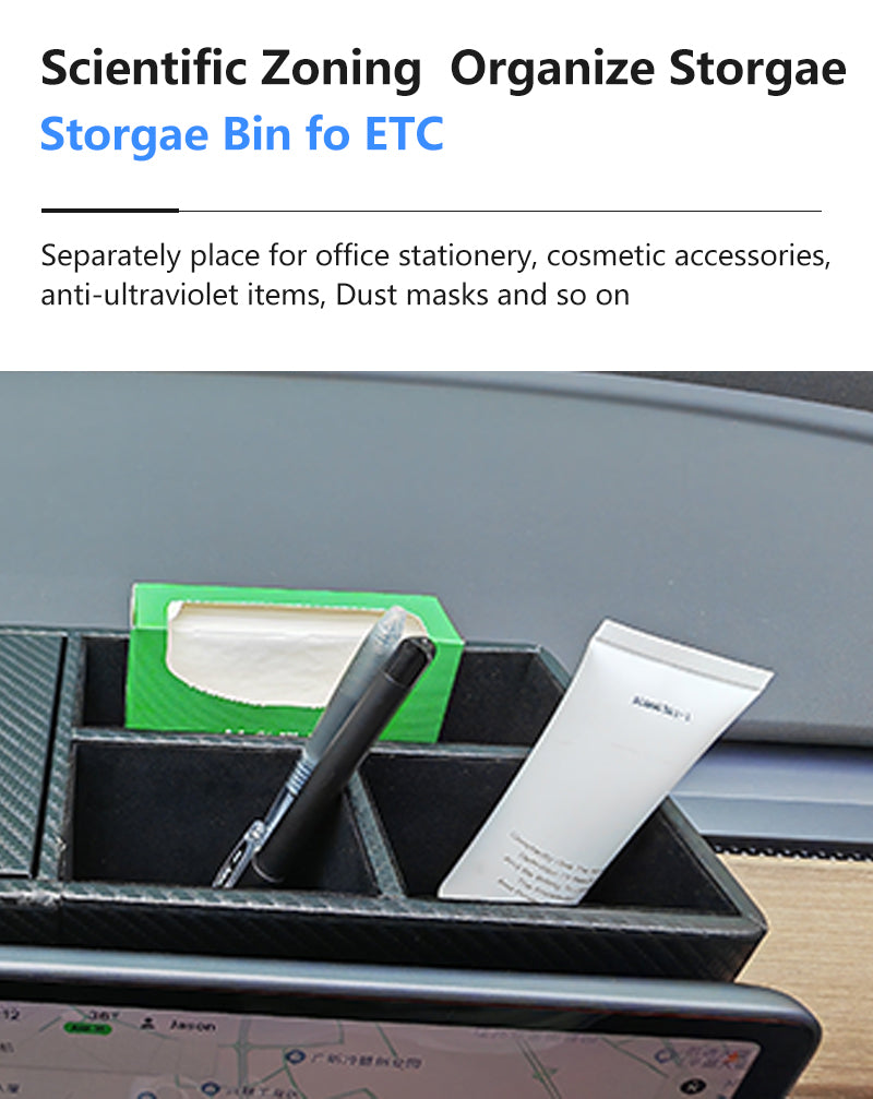 PU Material Screen Storage Organizer Box - Center Console Tissue Holder and Dashboard Hidden Holder - Delicate Leather