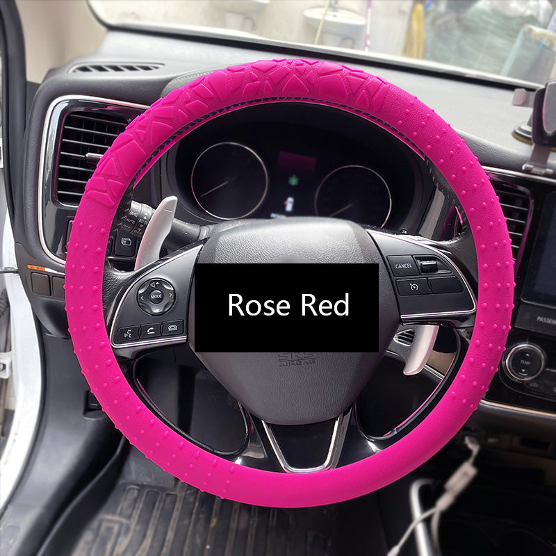 Custom Logo 13-16 Inch Round D Shape Universal Anti-Slip Silicone Colorful Sport Car Steering Wheel Cover