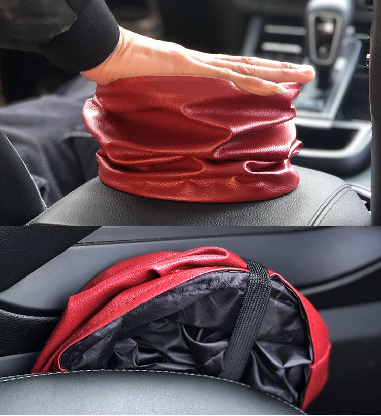 Car Storage Basket Interior Rubbish Container for Waste Organizer Holder - Delicate Leather