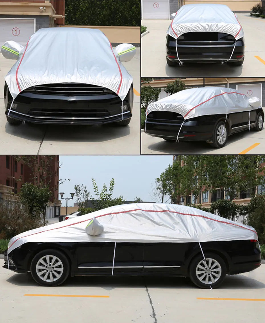 Universal Half Car Cover Waterproof Outdoor Oxford Car Cover Sun Rain UV Protection Dustproof Snowproof for SUV Sedan