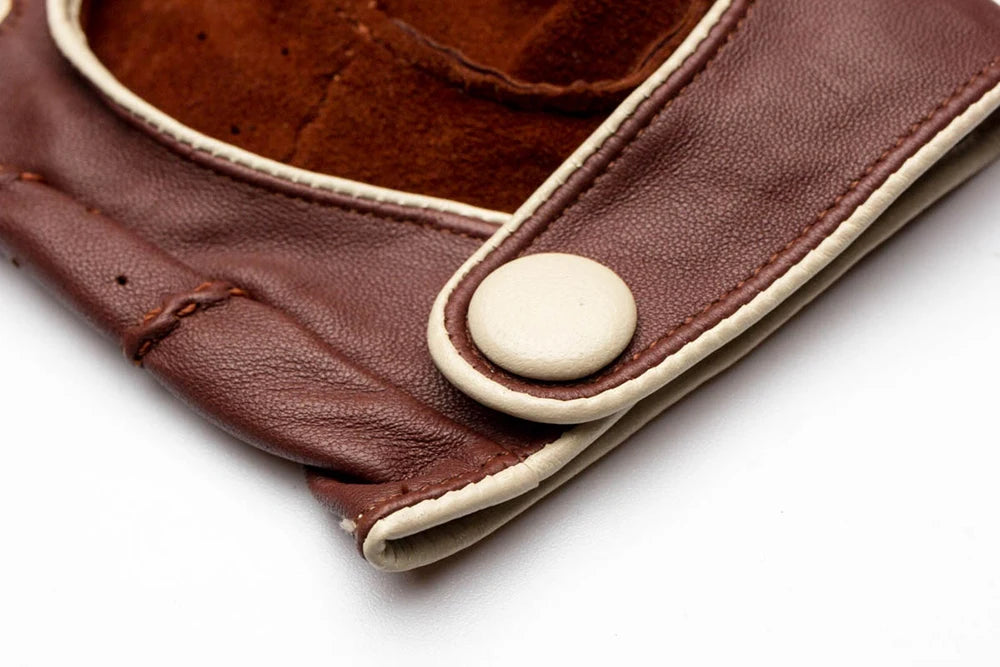 British Retro Sheepskin Leather Gloves - Driving, Motorcycle, Equestrian, Riding, Thin, Summer - Delicate Leather