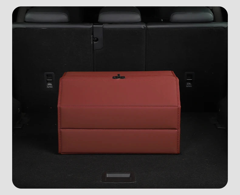 Car Storage Organizer, Cargo Organizer SUV Trunk Storage Waterproof Collapsible Durable Multi Compartments - Delicate Leather