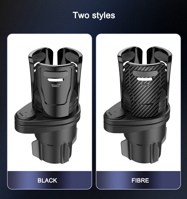 Swivel Base Double Cup Holder - Adjustable 2 in 1 Multifunctional Car Cup Holder, Custom fit for Car - Delicate Leather