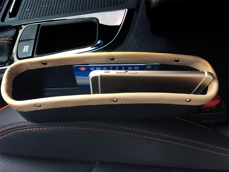 Car Seat Gap Filler Organizer, Custom For All Cars, Universal PU Leather Leak-Proof Storage Box - Car Organizer Seat Crevice Side Gap Filler - Delicate Leather