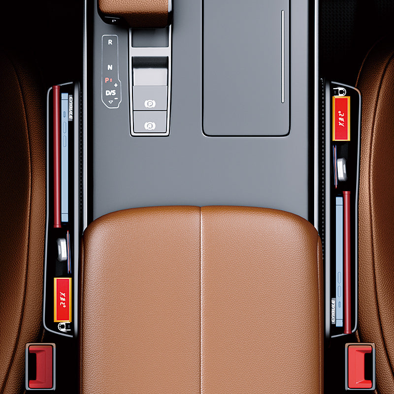 Auto Interior Accessories: Universal Leather Car Seat Gap Filler Organizer, Custom For All Cars, Multifunctional Pu Leather Console Side Pocket Organizer - Delicate Leather