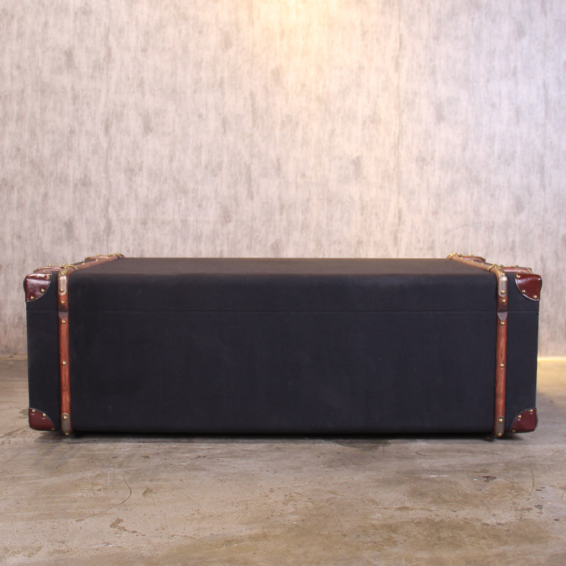 American Aviation Vintage Industrial Leather Coffee Table with 2 Drawers - Delicate Leather