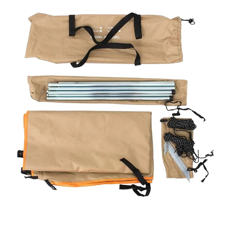 150/200/440CM Car Camping Shelter Shade Portable Roof Top Tent Awning Waterproof UV SUV Rooftop Rain Canopy Car Accessories - Delicate Leather