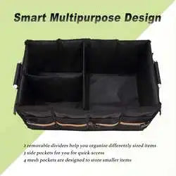 Sturdy Metal-Handled Dandelion Car Trunk Organizer: Durable, High-Quality, and Spaciously Capacious - Delicate Leather