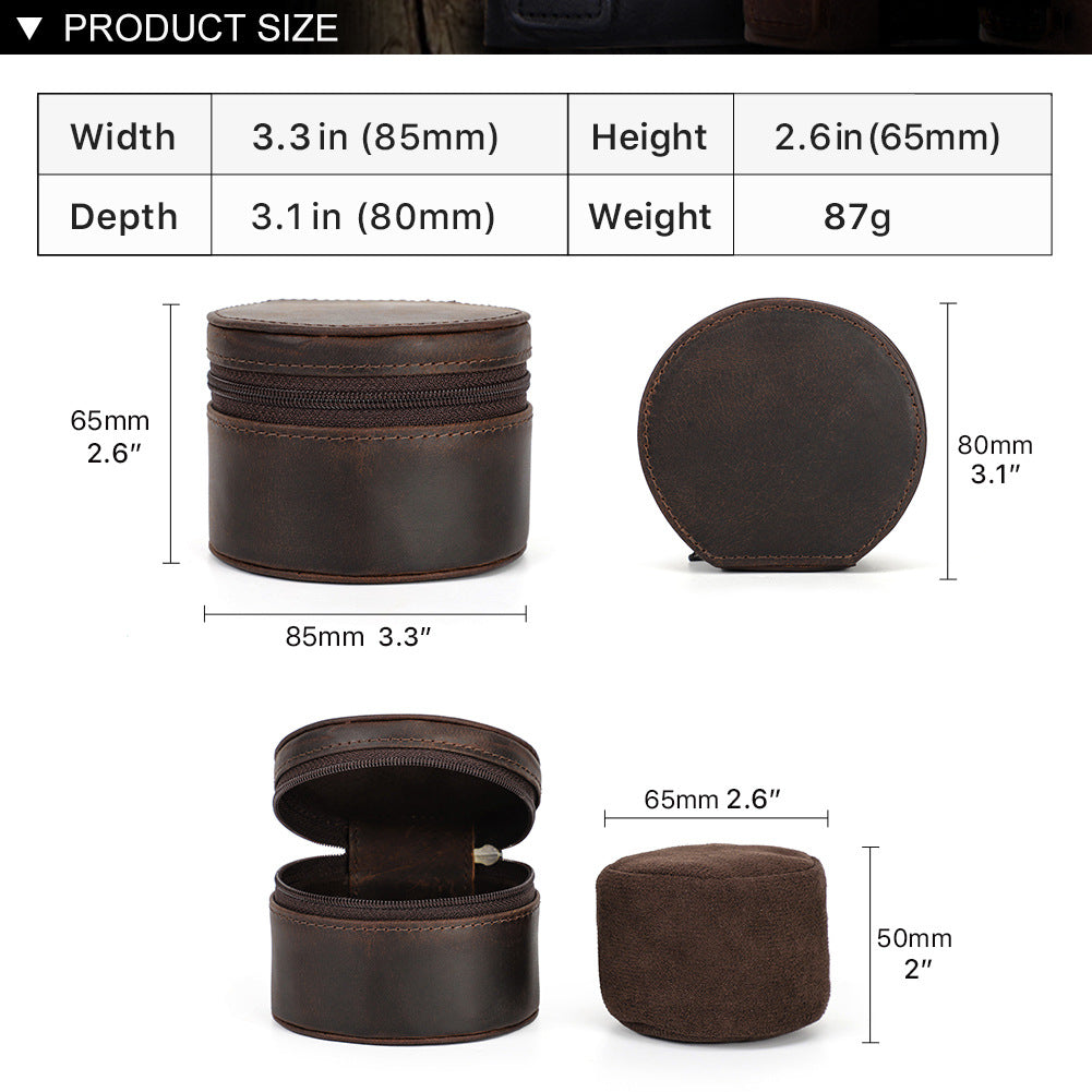 Portable Outdoor Leather Watch Organizer - Vintage Single Watch Travel Case with Removable Watch Pillow - Delicate Leather