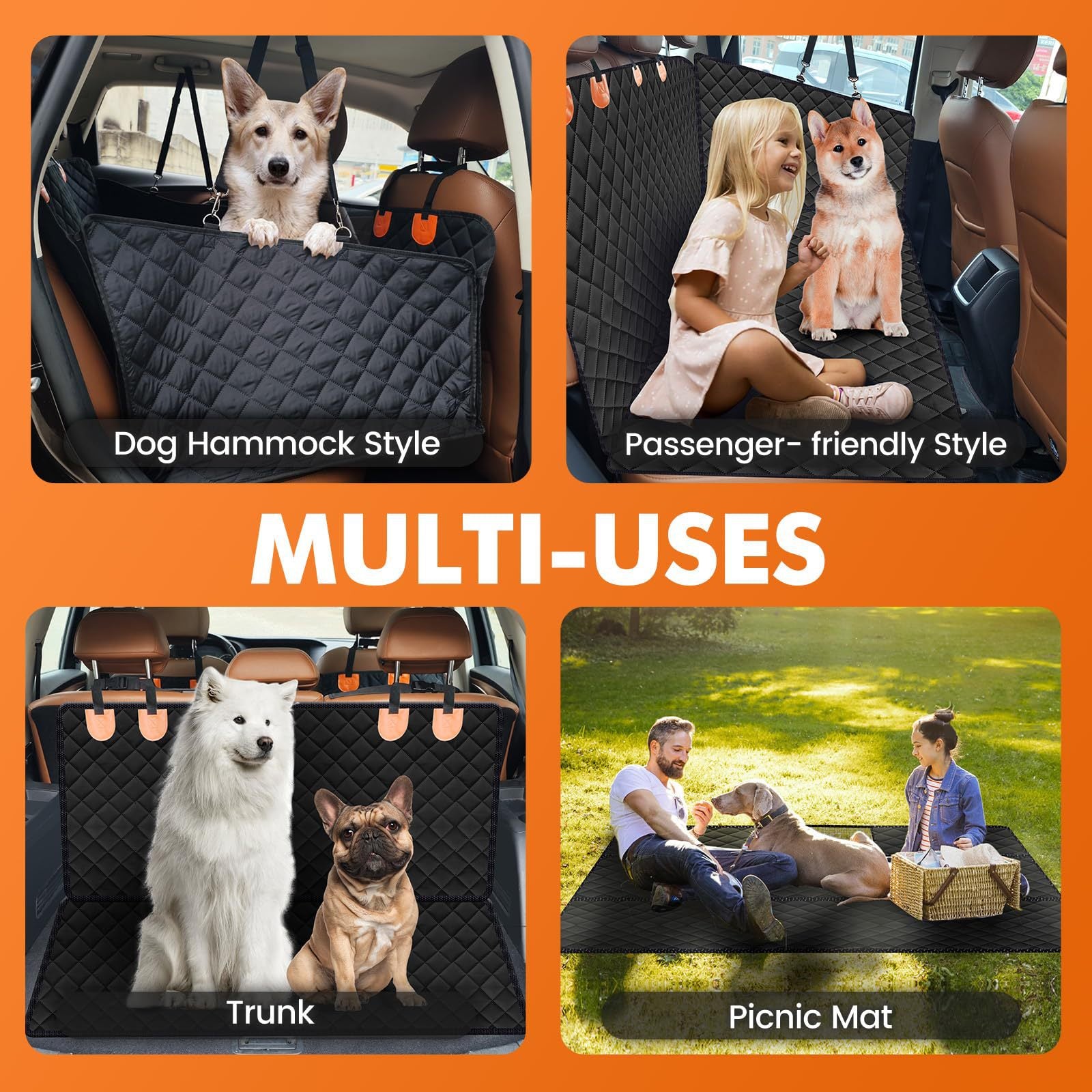 Back Seat Extender Dog Car Seat Cover Camping Air Mattress Hammock Travel Bed Non-Inflatable Car Bed Mattress for Car SUV Truck - Delicate Leather