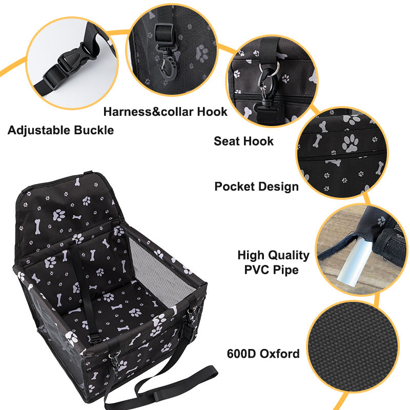 Dog Car Booster Seat - Safe Travel Artifact, Portable Pet Car Seat Cover for Dogs and Cats - Delicate Leather