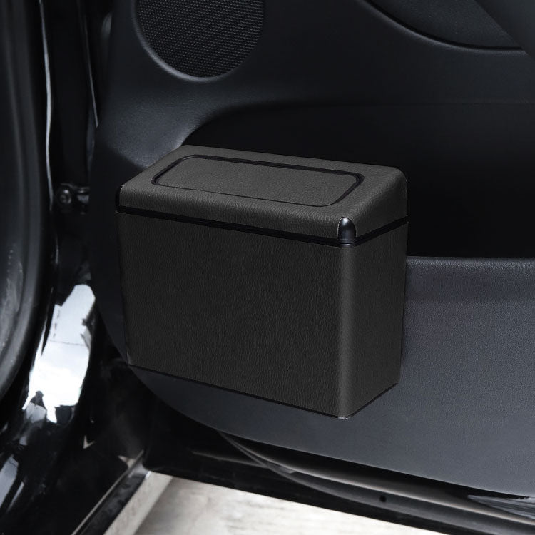 Car Trash Bin Waterproof Portable Garbage Can with Lid, Fit with all car, Mini Car Accessories with Lid and Trash Bag, Cute Car Organizer Bin, Small Garbage Can for Storage and Organization - Delicate Leather