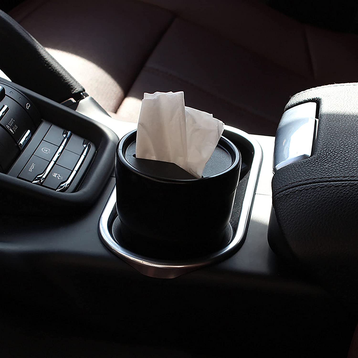 Car Trash Can with Lid Mini Auto Garbage Can - 2 Pack - Delicate Leather