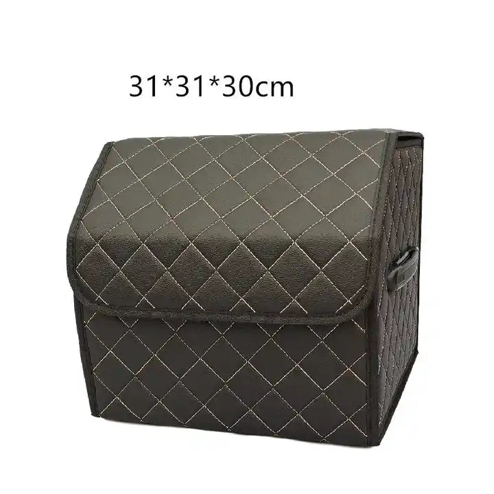 Collapsible Car Trunk Organizer PU Leather, Cargo Organizer SUV Trunk Storage Waterproof Collapsible Durable Multi Compartments - Delicate Leather