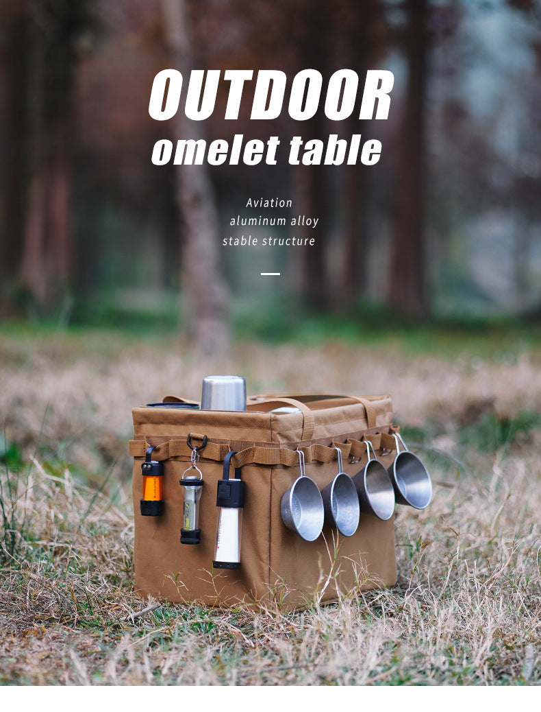 Outdoor Carrying Box Folding Tote Bag - Portable Travel Storage Organizer for Camping Tools, Tableware, and Sundries - Delicate Leather