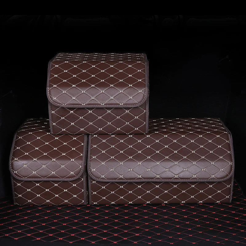 Foldable and Detachable High-Quality Car Trunk Organizer - Delicate Leather