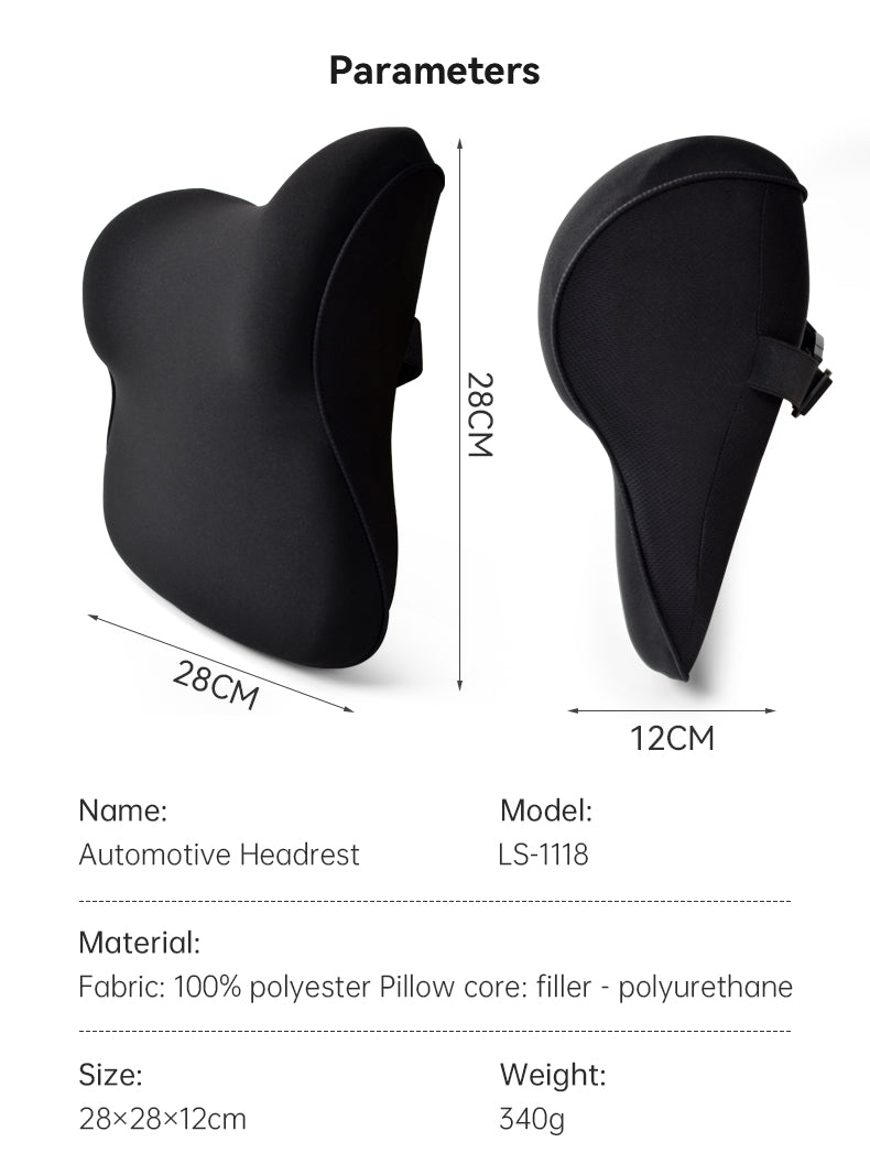 Comfortable Polyester Cotton Car Neck Pillow - Memory Foam Car Headrest Pillow - Delicate Leather