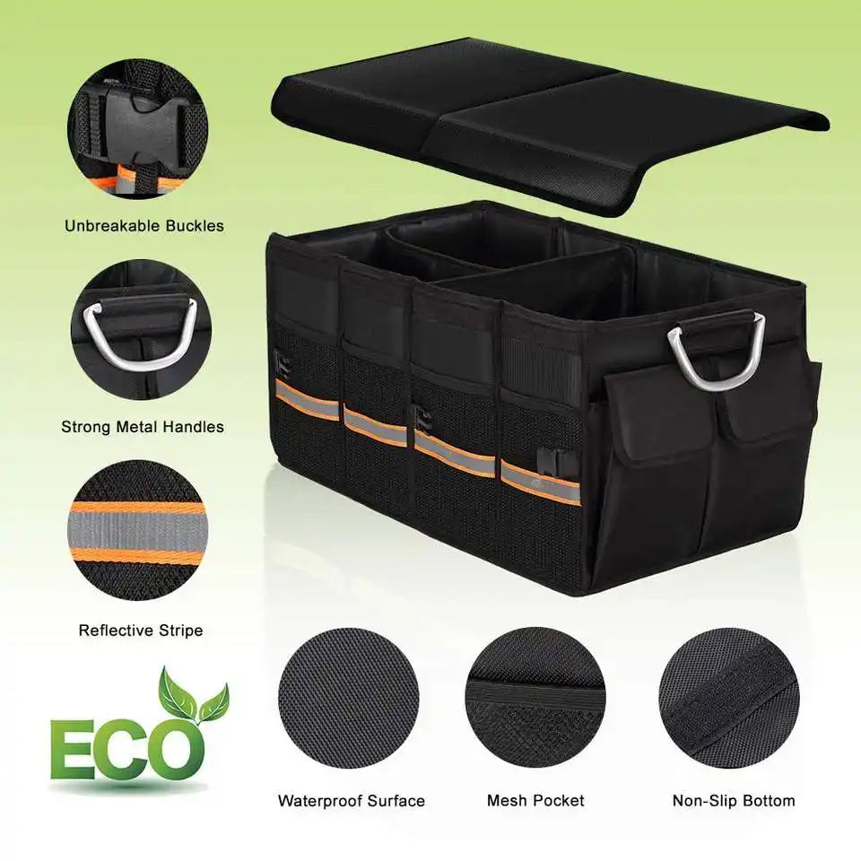 Sturdy Metal-Handled Dandelion Car Trunk Organizer: Durable, High-Quality, and Spaciously Capacious - Delicate Leather