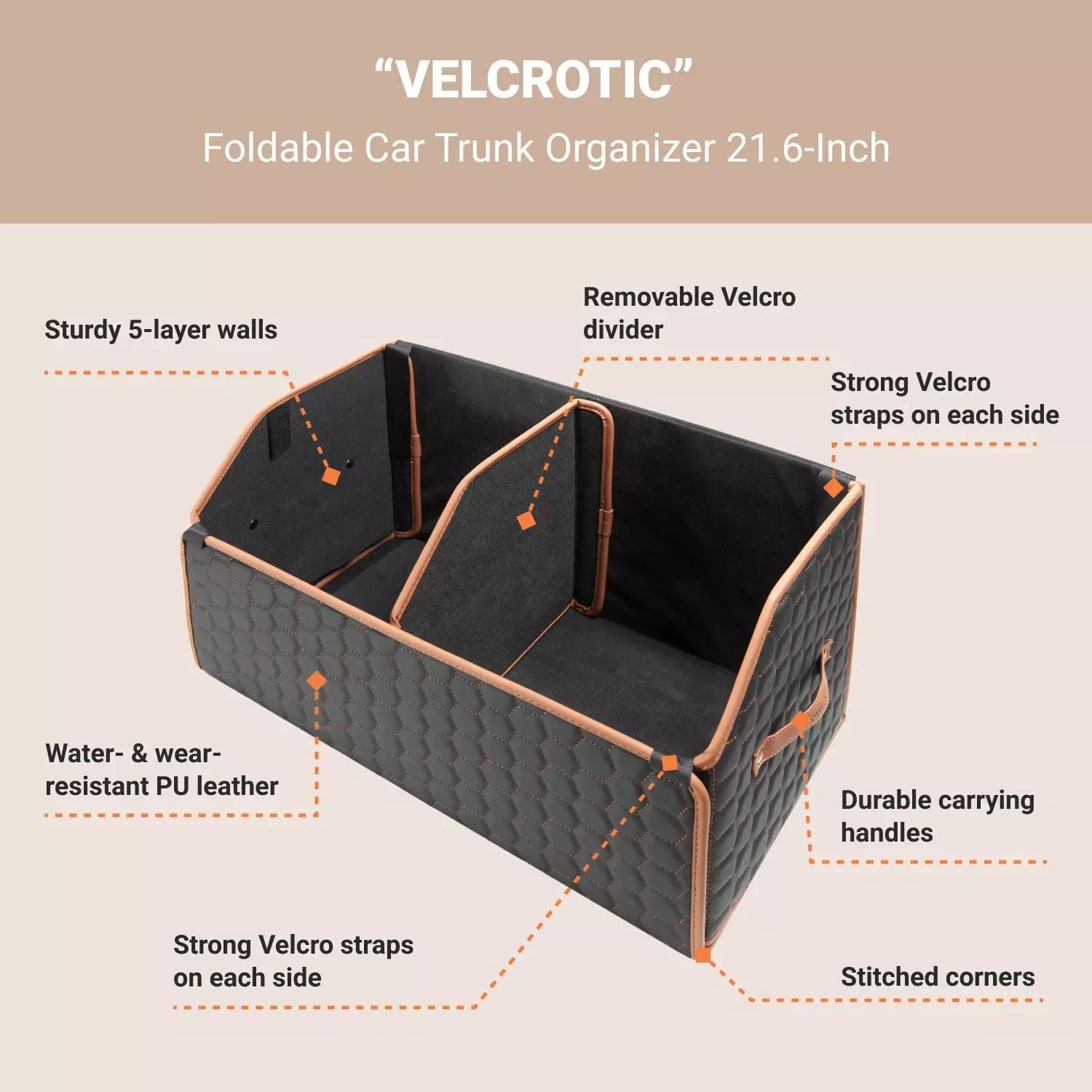 Multifunctional New Car Foldable Trunk Storage Box - Delicate Leather