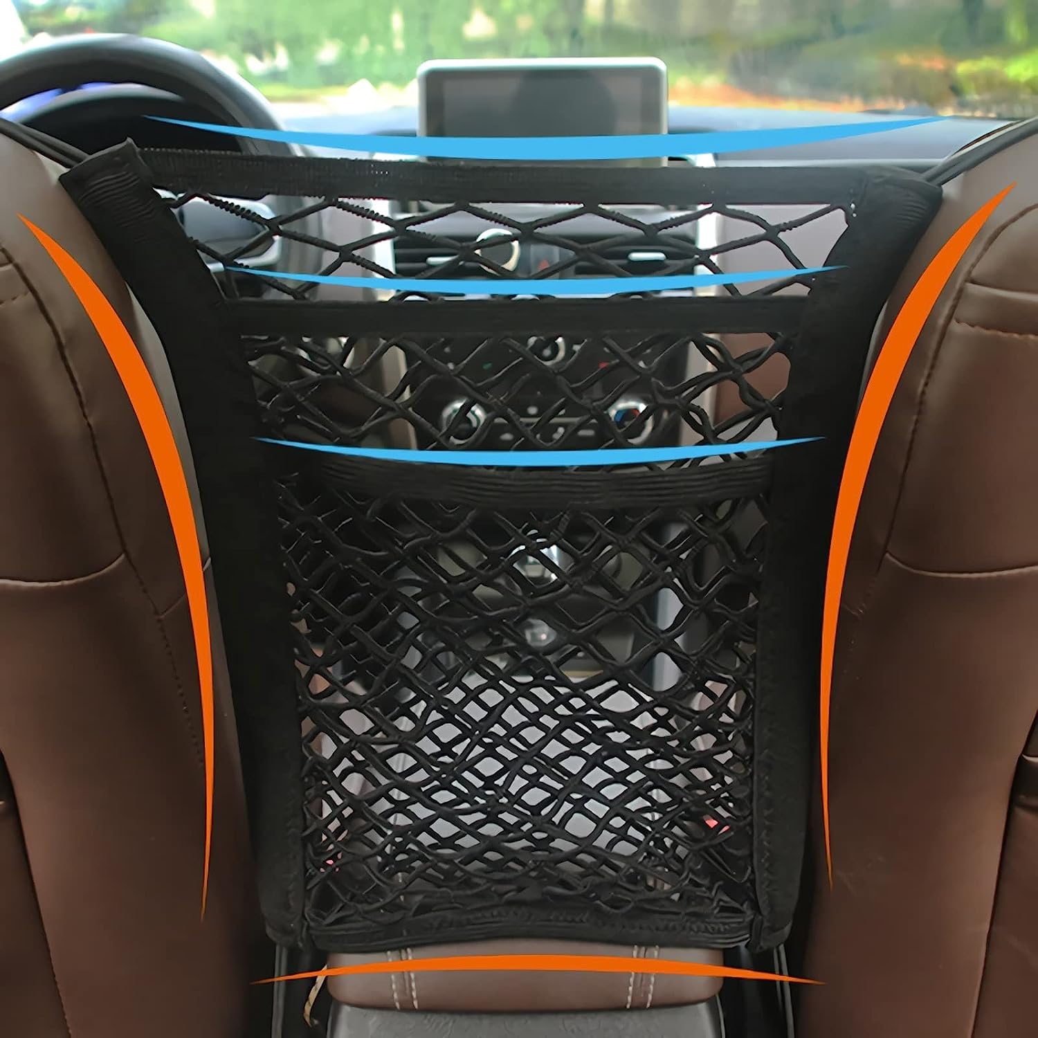 Multifunctional Car Seat Organizer - Net Pocket Back Net Bag Mesh Organizer Handbag Holder - Delicate Leather