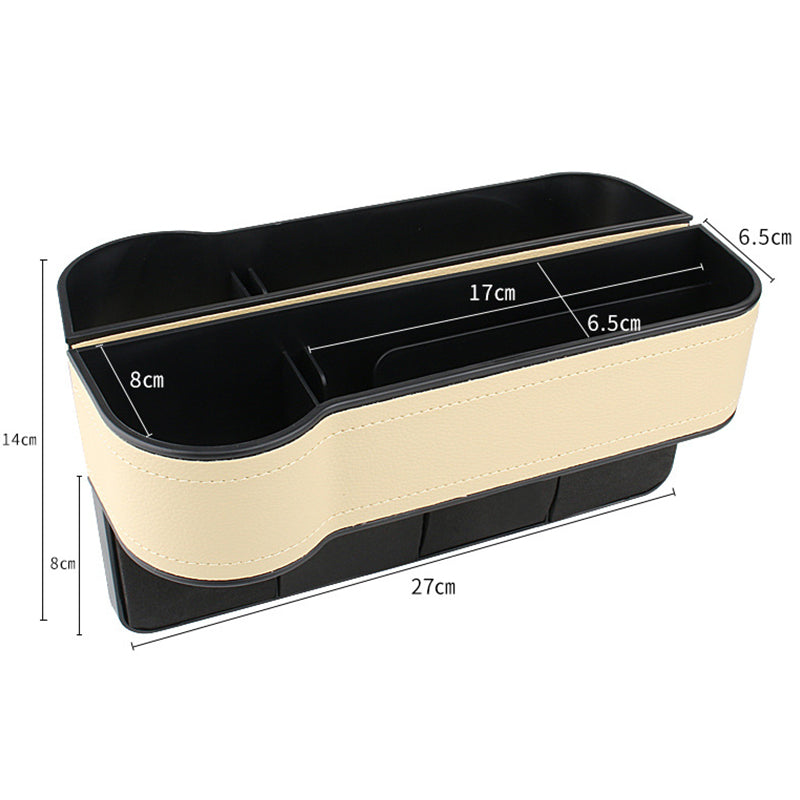 Car Seat Gap Filler Organizer, Custom For All Cars, Multifunctional Car Seat Gap Organizer with Cup Holder - PU Leather Seat Console Storage Box (1PCS) - Delicate Leather
