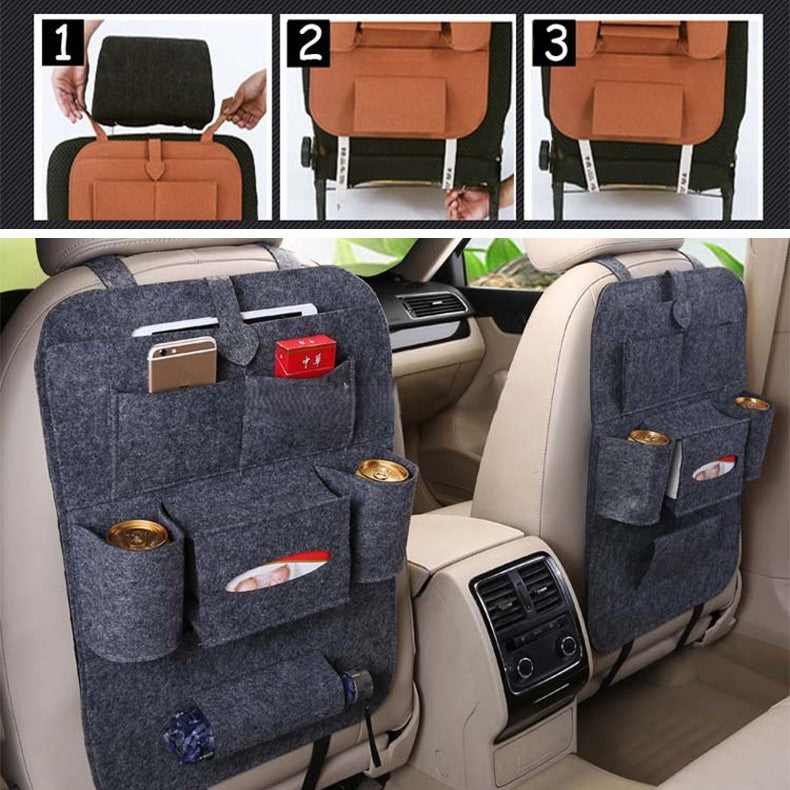 Car Backseat Organizer with Storage Pockets - Seat Back Protectors Kick Mats for Kids and Toddlers, Custom Fit For Your Cars, Car Accessories - Delicate Leather